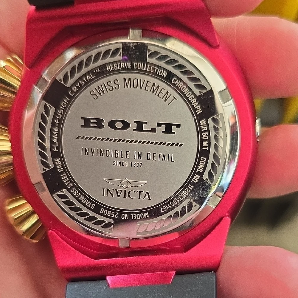 Invicta Gold and Red Chronograph Watch - Picture 5 of 5